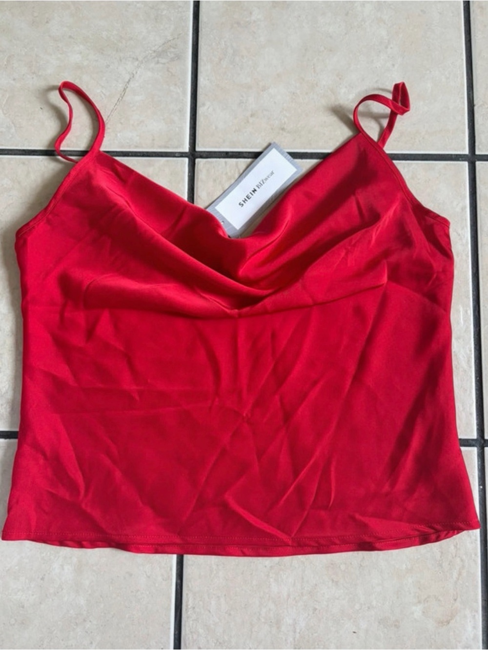 SHEIN Red Cowl Neck Spaghetti Strap Camisole